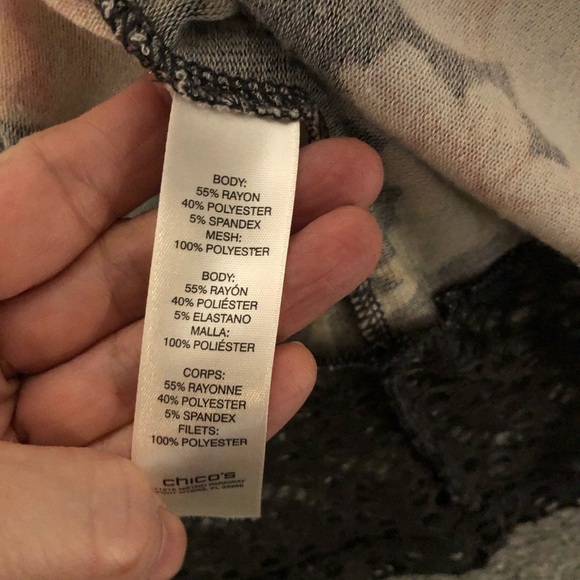 Chicos Sz 2 M Crochet Lace Trim Floral Kimono Boho Festival Feminine Cardigan - Picture 9 of 10